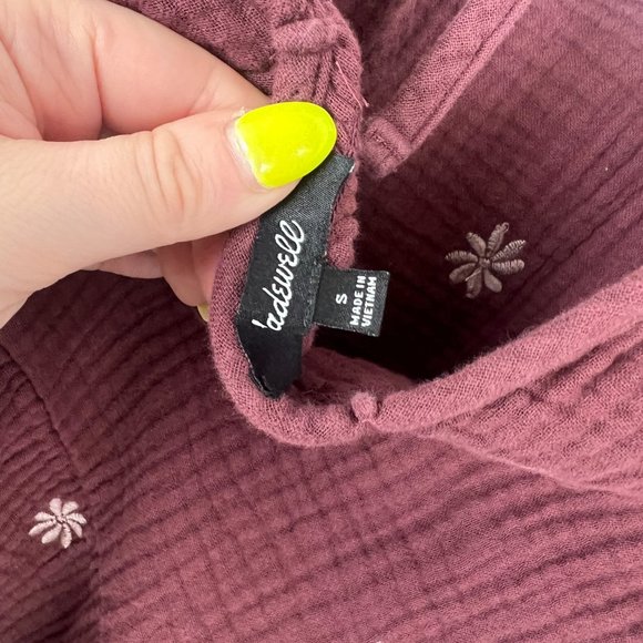 Madewell Embroidered Lightspun Peplum Open-Back Top Size Small S EUC L2775 - Picture 9 of 13